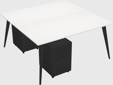 Shared rectangular office desk system