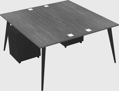 Shared rectangular office desk system