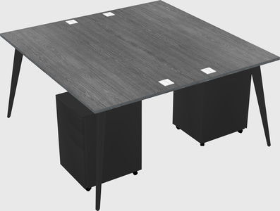 Shared rectangular office desk system