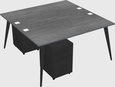 Shared rectangular office desk system