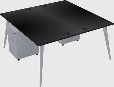 Shared rectangular office desk system