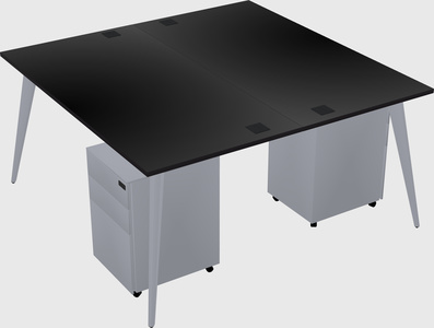 Shared rectangular office desk system