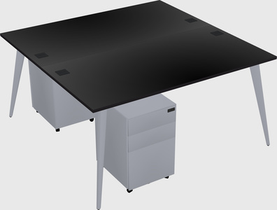 Shared rectangular office desk system