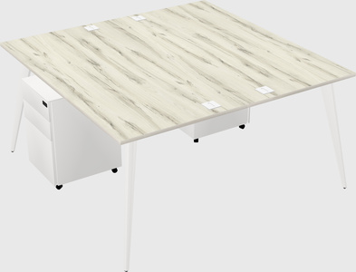 Shared rectangular office desk system