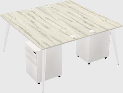 Shared rectangular office desk system