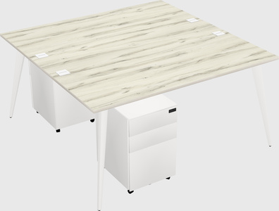 Shared rectangular office desk system