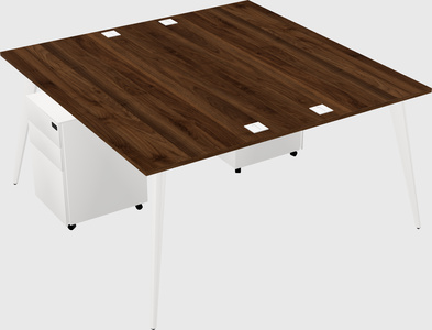 Shared rectangular office desk system