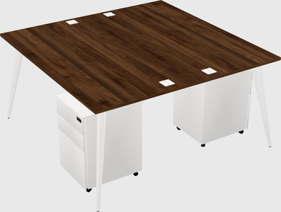 Shared rectangular office desk system