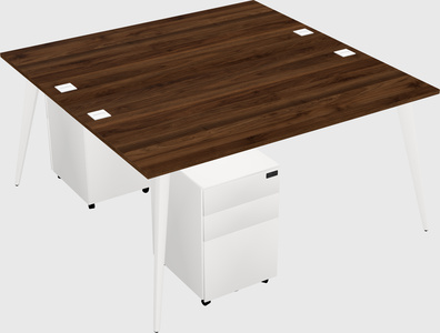 Shared rectangular office desk system
