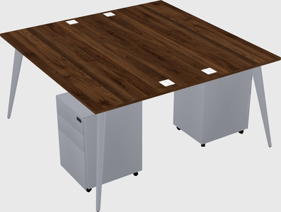Shared rectangular office desk system