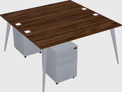 Shared rectangular office desk system