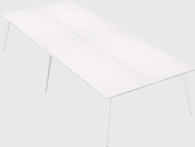 Shared rectangular office desk system