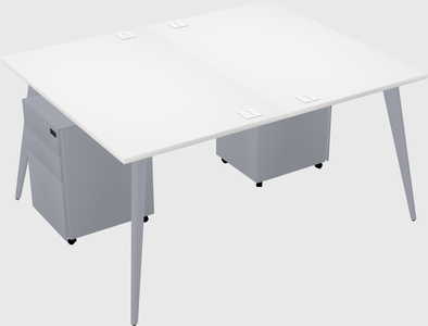 Shared rectangular office desk system