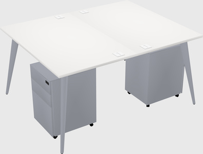 Shared rectangular office desk system