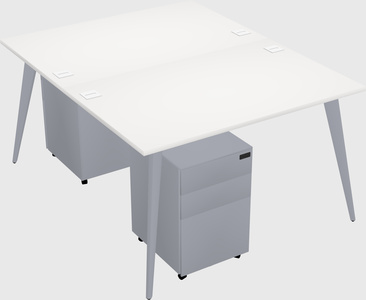 Shared rectangular office desk system