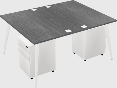 Shared rectangular office desk system