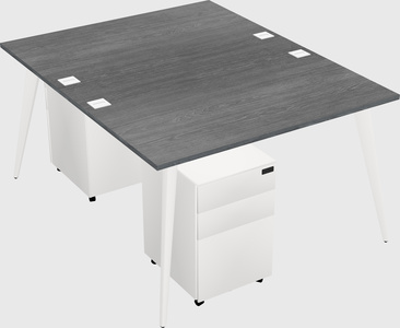 Shared rectangular office desk system