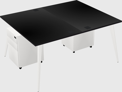 Shared rectangular office desk system