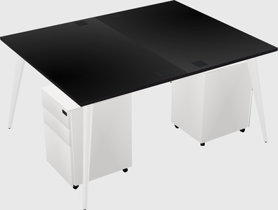 Shared rectangular office desk system