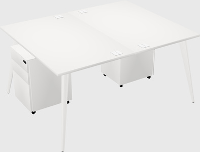 Shared rectangular office desk system