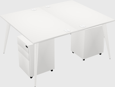 Shared rectangular office desk system