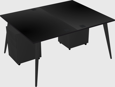 Shared rectangular office desk system