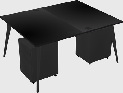Shared rectangular office desk system