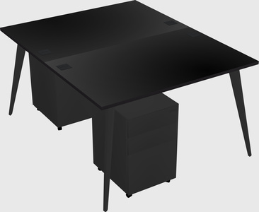 Shared rectangular office desk system