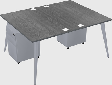 Shared rectangular office desk system