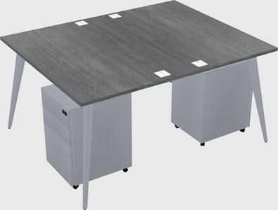 Shared rectangular office desk system