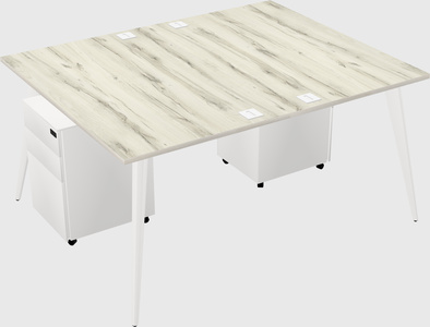 Shared rectangular office desk system