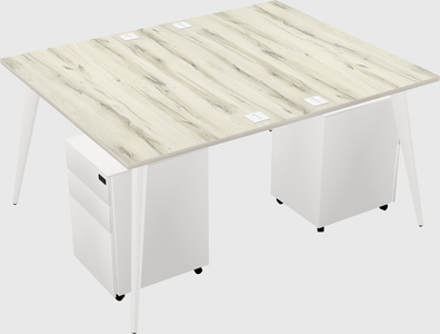 Shared rectangular office desk system
