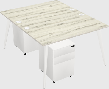 Shared rectangular office desk system