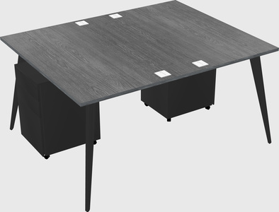 Shared rectangular office desk system