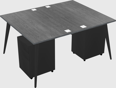 Shared rectangular office desk system
