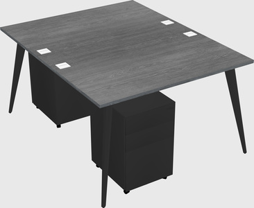 Shared rectangular office desk system