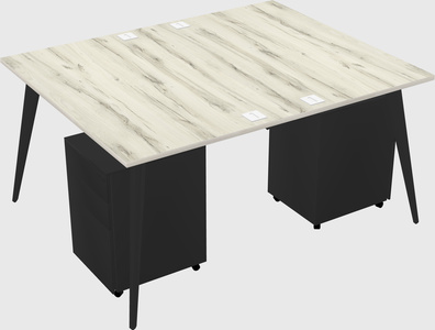 Shared rectangular office desk system