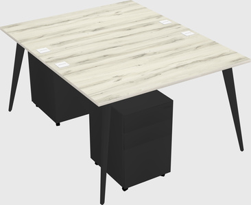 Shared rectangular office desk system