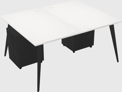 Shared rectangular office desk system