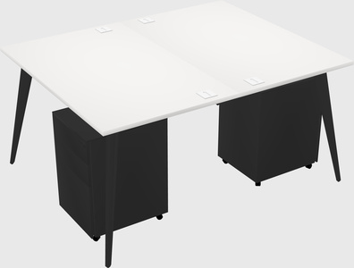 Shared rectangular office desk system