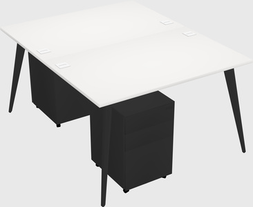 Shared rectangular office desk system