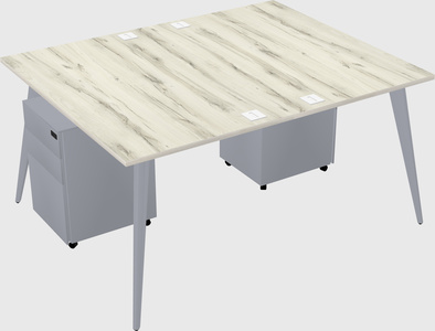 Shared rectangular office desk system