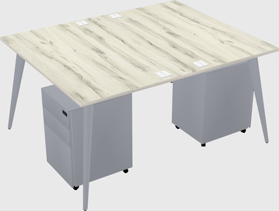 Shared rectangular office desk system