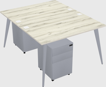 Shared rectangular office desk system