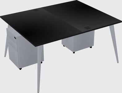 Shared rectangular office desk system