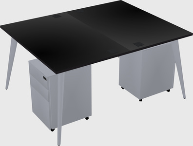 Shared rectangular office desk system