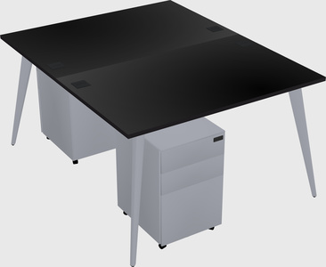 Shared rectangular office desk system