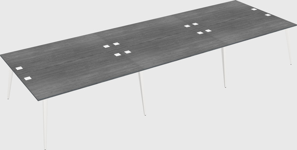 Shared rectangular office desk system