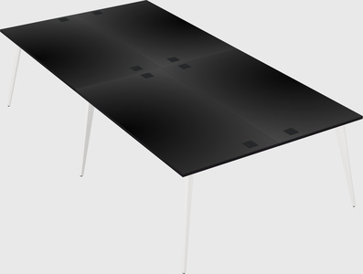 Shared rectangular office desk system
