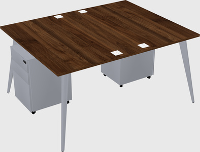 Shared rectangular office desk system